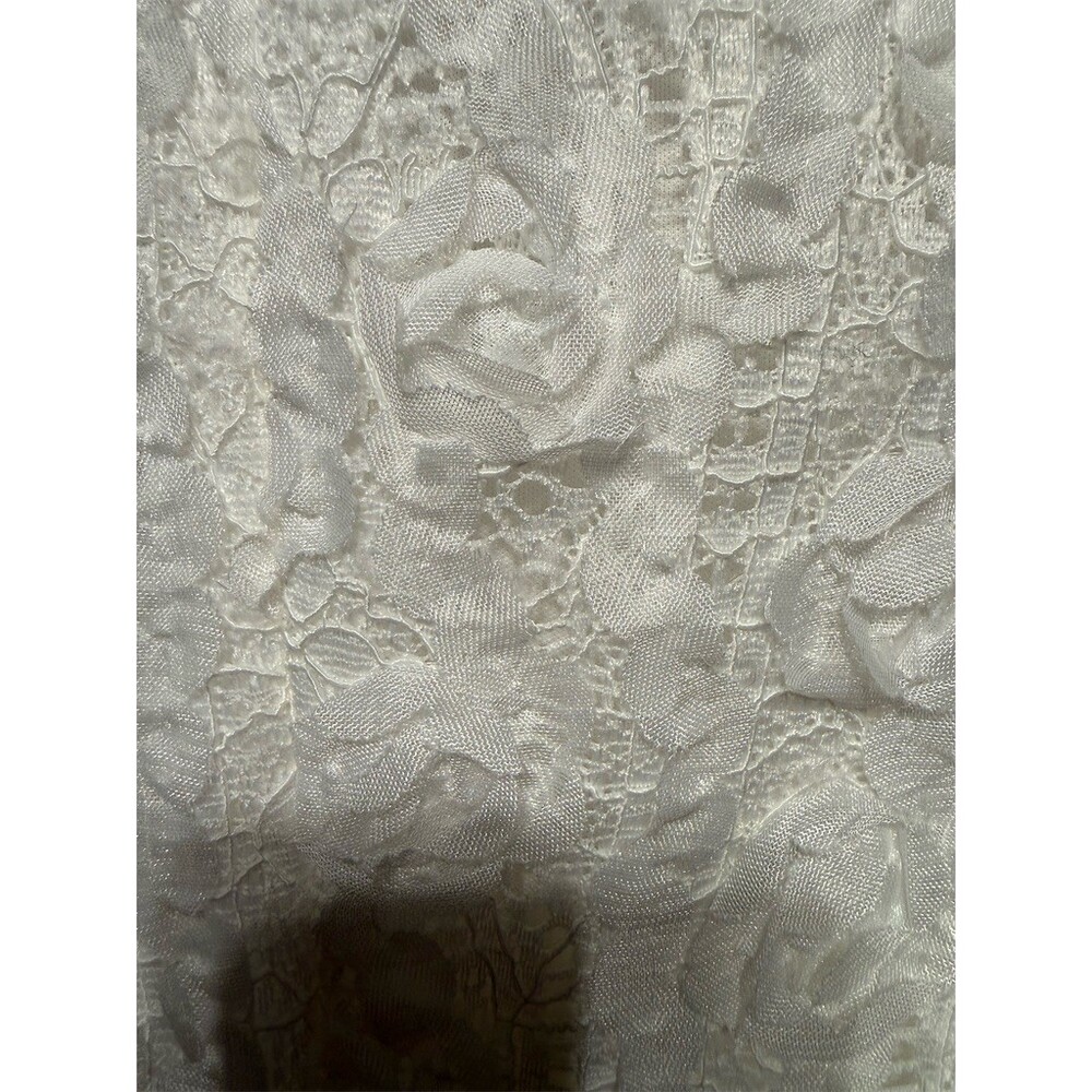 Just Me Dress Womens Size S White Floral Lace Mini Long Sleeve V-Neck Zip - Picture 6 of 8